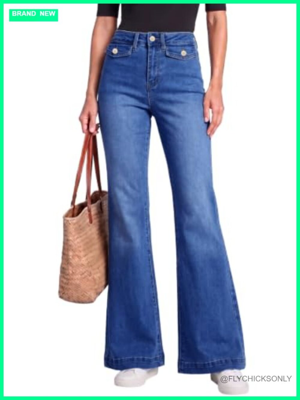 Sidefeel Womens High Waisted Flare Jeans